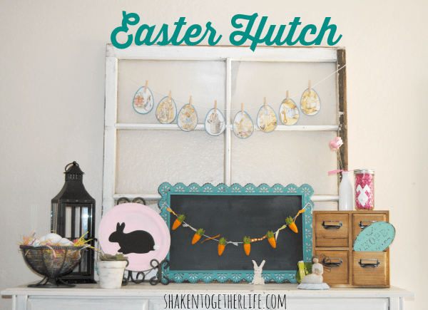 My Almost Easter Mantel Or The Rustic Easter Decor On My Hutch