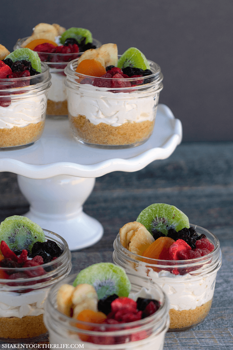 Rainbow Fruit Cheesecakes in a Jar - Shaken Together