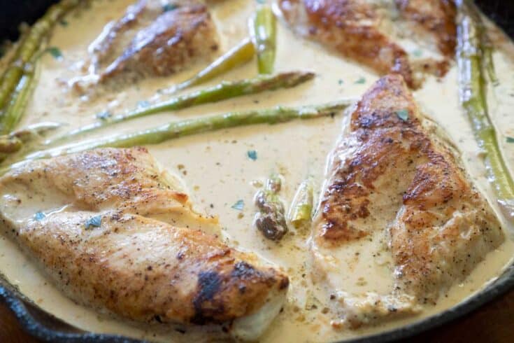 Creamy Lemon Chicken and Asparagus - Shaken Together