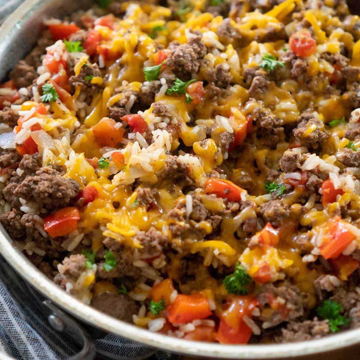 30 Minute Rice Beef Skillet Featured 
