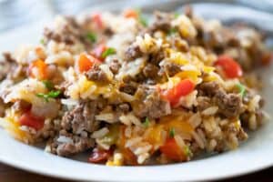 Ground Beef and Rice Skillet Dinner - Shaken Together