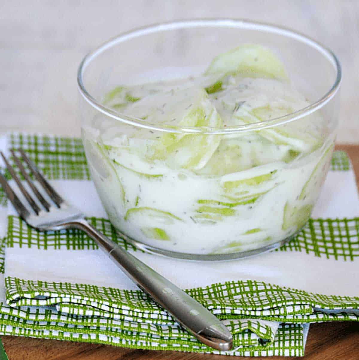 Creamy Cucumber Salad with Sour Cream - Shaken Together