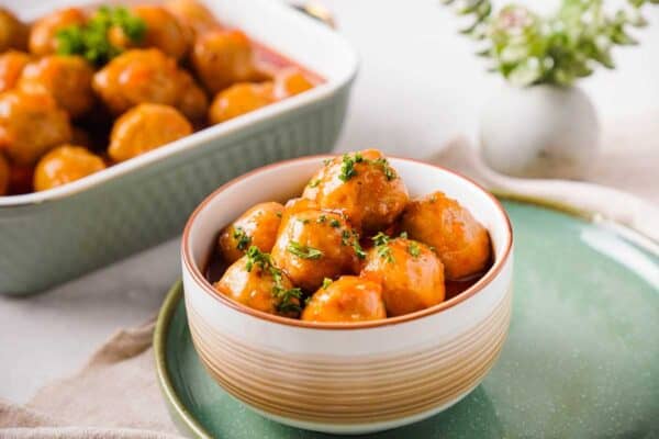 Crock Pot Apple Jelly Meatballs - Shaken Together