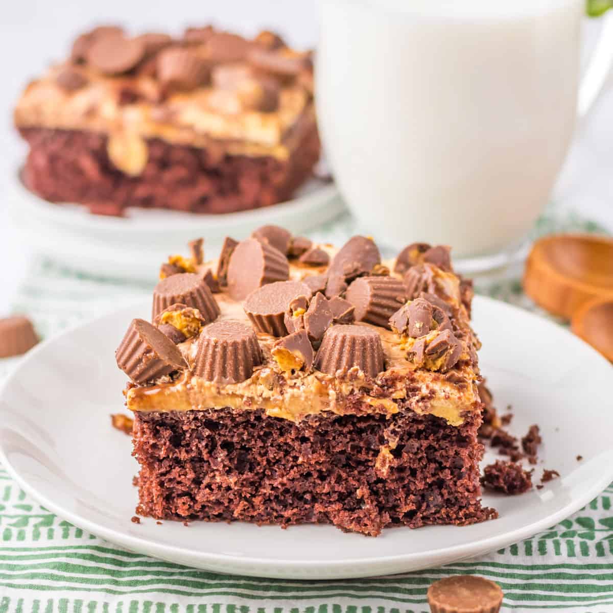 Peanut Butter Poke Cake - Shaken Together